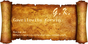 Gavrilovits Korvin névjegykártya